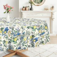 Merkloos Ronde tafelkleed, afwasbaar polyester, diameter 180 cm, met citroenmotief, geschikt voor buiten