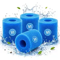 Merkloos Set van 4 wasbare spa-filters, type VI, van schuim, afmetingen 10,6 x 8 cm, geschikt voor whirlpools en zwembaden