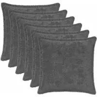 vidaXL Kussensloop 6 st HOUTEN Donkergrijs 35 x 35 cm Nep Konijnenbont