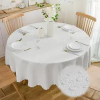 Merkloos Ronde jacquard tafelkleed, waterafstotend, diameter 160 cm, geschikt voor keuken en tuin