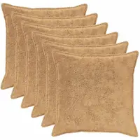 vidaXL Kussensloop 6 st HOUTEN Taupe 80 x 80 cm Nep Konijnenbont