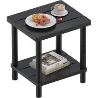 Merkloos Bamboe bijzettafel, 2 niveaus, compact, geschikt voor terras en tuin