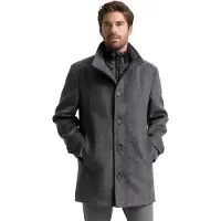 Tom Tailor heren wollen mantel met binnenjas, model 1032506, kleur 30500 - donkergrijs/zwart
