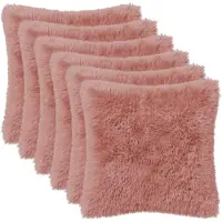 vidaXL Kussensloop 6 st HEERLEN Roze 30 x 30 cm PV Fleece
