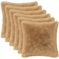 vidaXL Kussensloop 6 st HEERLEN Taupe 30 x 30 cm PV Fleece