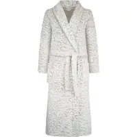 Gaubert Unisex Badjas Extra Lang met Sjaalkraag en Ceintuur - Ochtendjas - Superzacht Coral Fleece - Heren Dames - Reliëf Panterprint Latte Beige - Maat XXL/3XL - 8217-Latte