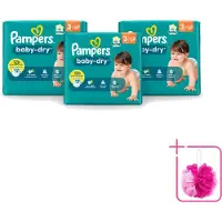 Pampers 3 x – Luiers – Baby-Dry Maat 3 (6-10 kg) – 34 Luiers - Bulkverpakking - Babyluier - Douchemop - Babydouche