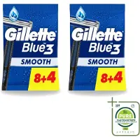 Gillette 2 x - Blue III Smooth - Wegwerpscheermesjes - Comfort en bescherming - 12 Scheermesjes - Grootverpakking - Vaatwasstrips - Scheermes - Scheermesje - Scheerbeurt - Scheerhandvat - Scheerhoofd