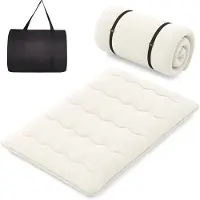 Costway Japanse futon matras, tatami-mat, vloermat, vouwmatras met wasbare overtrek, opvouwbare slaapmat met draagtas, 140 x 200 cm, beige