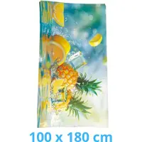 Mariall Kleurrijke strandlaken 100x180 cm ananas citroen en ijsblokjes microvezel