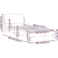 vidaXL Bedframe "Dover", donkergrijs, 100x190 cm, fluweel