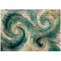 WALLARENA - Fotobehang - 254x184 cm - Abstractie golven baksteen groen behang voor woonkamer slaapkamer