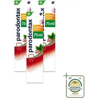 Parodontax 3 x - Tandpasta - Herbal Twist - Ginger & Mint - 75ml - Wasstrips - Bloedend Tandvlees - Tandplak - Gember - Munt - Tandvleesbescherming