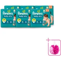 Pampers 6 x – Luiers – Baby-Dry Maat 3 (6-10 kg) – 34 Luiers - Bulkverpakking - Babyluier - Douchemop - Babydouche