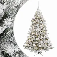 vidaXL - Kunstkerstboom - met - Ballen - 150 - cm - 150 - LED's - Warmwit