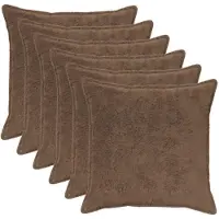 vidaXL Kussensloop 6 st HOUTEN Lichtbruin 55 x 55 cm Nep Konijnenbont