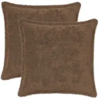 vidaXL Kussensloop 2 st HOUTEN Lichtbruin 50 x 50 cm Nep Konijnenbont