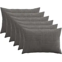 vidaXL Kussensloop 6 st ALMELO Donkergrijs 50 x 75 cm corduroy