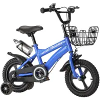 Buxibo Mini racefiets, 12 inch kinderfiets, blauw, met stabilisatorwielen - verstelbaar zadel en stuur, opbergvak, perfect voor kinderen van 2-4 jaar