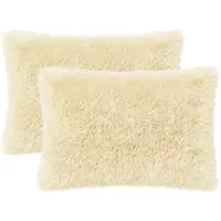 vidaXL Kussensloop 2 st HEERLEN Crèmekleurig 50 x 80 cm PV Fleece