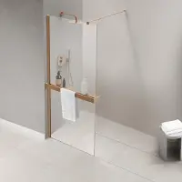 FortiFura Galeria handdoekrek voor inloopdouche - klemmen - 140cm - inkortbaar - geborsteld koper SW1212782