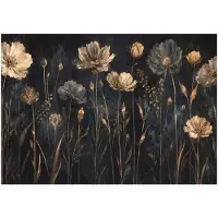 WALLARENA - Fotobehang - 368x254 cm - Vinyl op vlies wilde bloemen glamour goud bruin