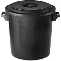 ICS Buitenprullenbak - 50 liter - Afvalbak buiten - Afvalton met deksel - Vuilnisbak - Afvalemmer - Zwart
