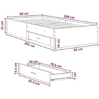 vidaXL bedframes met lades, gerookt eikenhout, houtvezel