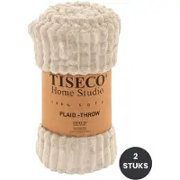 Tiseco - Deken RIBBLE - SET/2 - microflanel plaid - 130x160 cm - Beige
