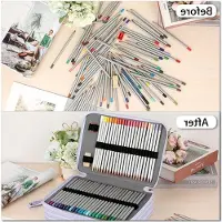 Markenlos Etui met grote capaciteit voor kleurpotloden, ideaal voor school, kantoor en reizen, afmetingen 28 x 20 x 8 cm, paarse kleur, perfect als cadeau voor