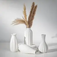 Merkloos Omgoods - Set van 4 Kleine Witte Keramische Vazen voor Bloemen