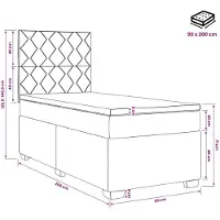 vidaXL Boxspringbed met matras Lichtgrijs 90 x 200 cm Fluweel