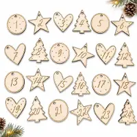Merkloos Houten adventskalendercijfers, 24 stuks, met goed leesbare nummers, voor de kerstperiode