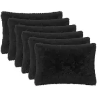vidaXL Kussensloop 6 st HEERLEN Zwart 30 x 50 cm PV Fleece