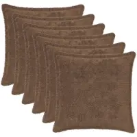 vidaXL Kussensloop 6 st HOUTEN Lichtbruin 50 x 50 cm Nep Konijnenbont