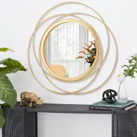 Merkloos Solidchoice - Grote ronde spiegel met metalen draadframe voor wanddecoratie