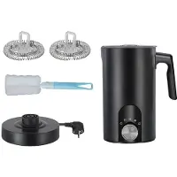 OEM Melkopschuimer, 5-in-1 functionaliteit, roestvrijstalen design, zwart