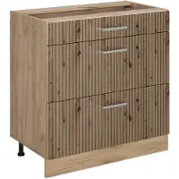 Vicco Keukenonderkast R-Line Artisanaal eiken/Goudkleurig Eiken 80 cm met 3 laden zonder werkblad, Model 72427