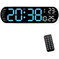 OEM Wandklok, met LED-display, inclusief afstandsbediening, kleur: blauw