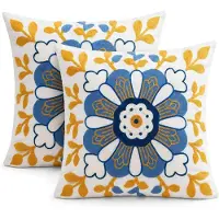 Merkloos Omgoods - Set van 2 Kussenslopen met Bloemenborduurwerk in Vintage Stijl