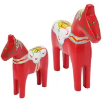 Merkloos Dala Paard - Traditioneel Houten Beeldje - Handgeschilderd - Zweeds Design - Huisdecoratie - Uniek Cadeau