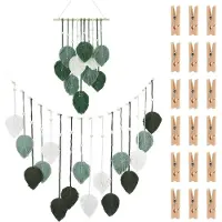 Merkloos Set van 2 macramé blad-wanddecoraties