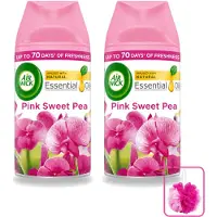 Air Wick 2 x - Luchtverfrisser Navulling - Essentiële Oliën - Pink Sweet Pea - Automatische Spray - 250 ml - Bulkverpakking - Geur - Douchemop - Luchtverfrisser