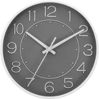 OEM Wandklok - Quartz uurwerk, werkt op batterijen - geschikt voor woonkamer en kantoor - 20 cm (8 inch) - Wit/Grijs