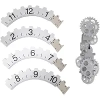 Dripio 3D-tandenradwandklok, mechanisch, zilverkleurig, 40,5 cm, voor wandmontage