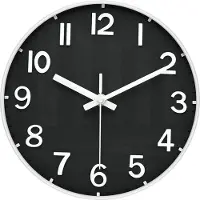 Dripio Stille wandklok, 30 cm, wit-zwart, met Arabische cijfers, rond