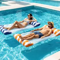 Merkloos Opblaasbare waterligbed set, 2 stuks, met handpomp, voor volwassenen, geschikt voor zwembad en tuin
