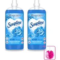 Soupline 2 x – Wasverzachter – Active Fresh Frisheid van Blauwe Anjer – 2 L - Bulkverpakking - Wasverzachter - Douchemop - Frisheid