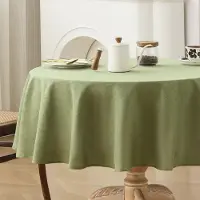 Merkloos Ronde tafelkleed, waterdicht, linnenlook, diameter 120 cm, geschikt voor 2 tot 4 personen, voor gebruik in de keuken en tuin
