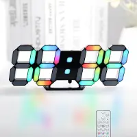 Dripio Digitale neon-LED wandklok, 24,6 cm, RGB, zwart, met afstandsbediening